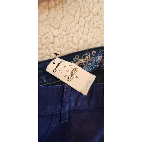 express jeans womens size 6r legging low rise stretch denim blue - Picture 3 of 7